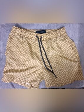 Cotton On Kahuna Shorts Yellow Checkered Swim Trunks Size S